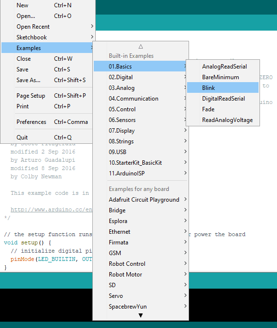 Mencoba arduino dengan Blink